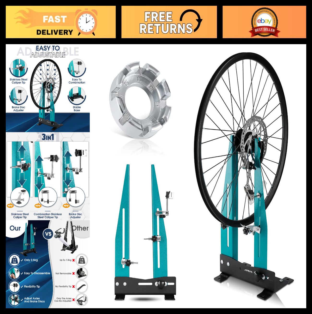 (New) Professional Bicycle Wheel Truing Stand & Spoke Wrench - MTB/Road Repair Tool (159.99 USD) (New) Professional Bicycle Wheel Truing Stand & Spoke Wrench - MTB/Road Repair Tool (159.99 USD)