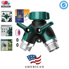 2-Way Heavy Duty Garden Hose Splitter with Shut Off Valve & Leak Proof Washers