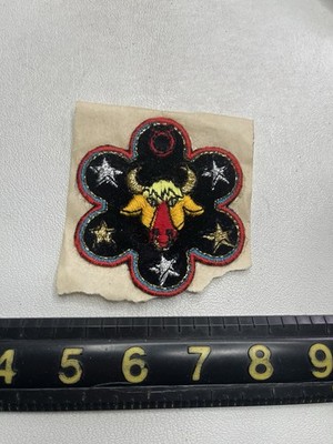 Vintage c 1970s PSYCHEDELIC BULL / STARS Embroidered Patch T073