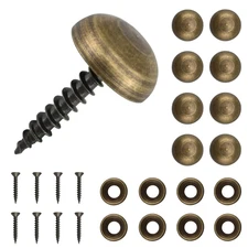 Brass Decorative Screws with Caps, 8 Pack Antique Bronze Self Tapping Screws and