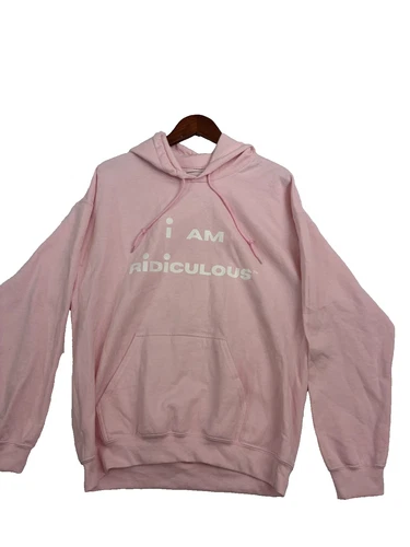 Ridiculous Mens Large Pink I Am Ridiculous Smiley Face Graphic Pullover Hoodie - product listing photo