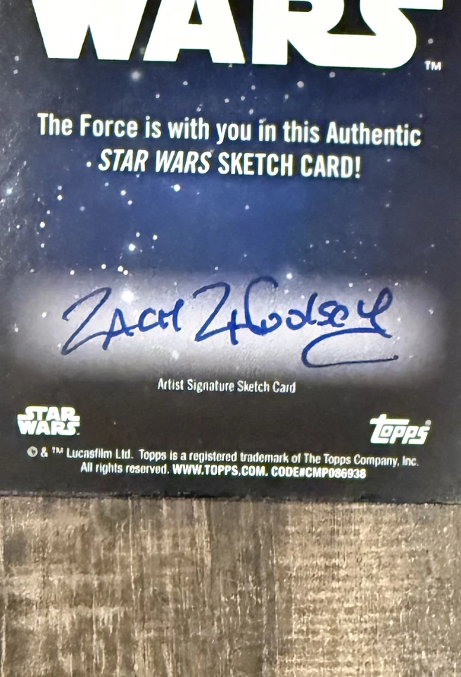 2025 Topps Chrome Star Wars K-2SO Silver Foil Sketch Artist Auto /1 Woolsey📈 - Image 2 of 3