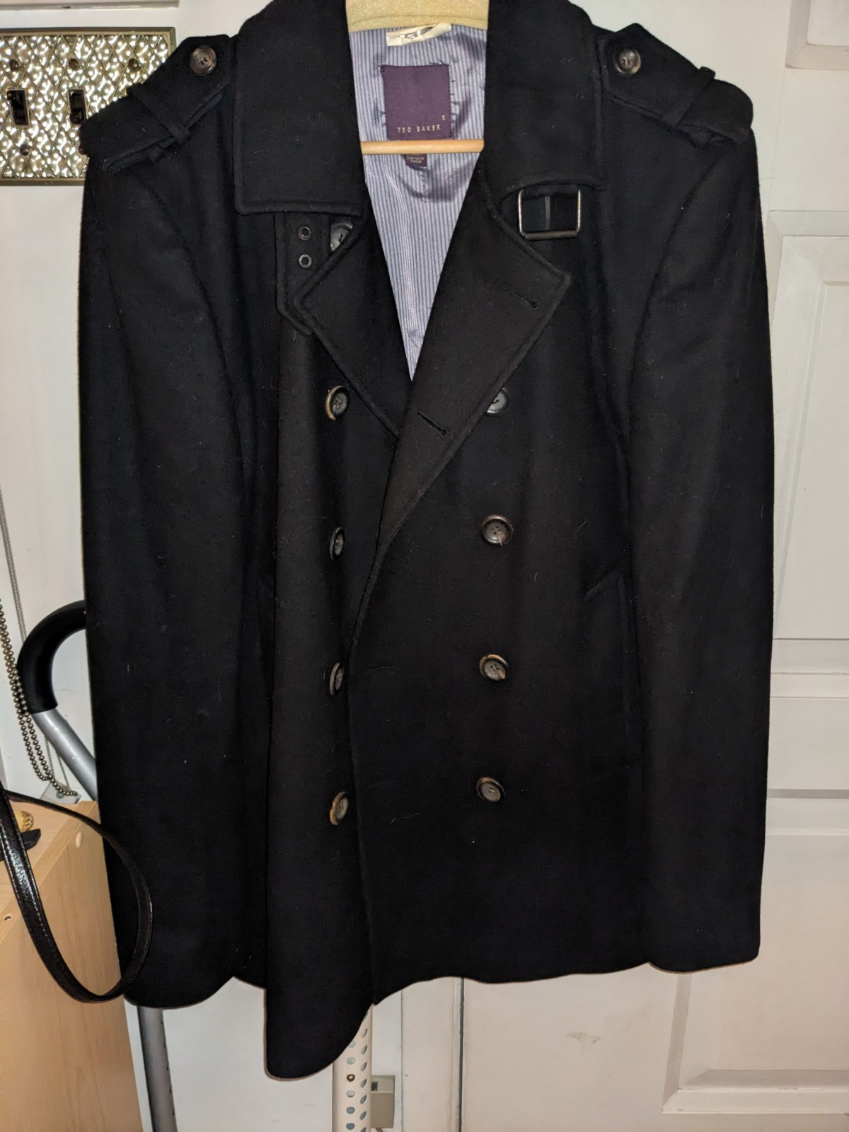 Ted Baker Women's Black Wool Peacoat  Size 5 Great Condition