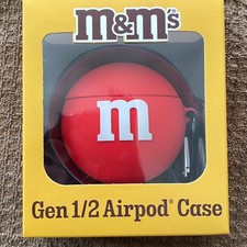 NEW Red M  M Candy Gen 1/2 Airpod Storage Case w/Carabiner Clip 3D Figural