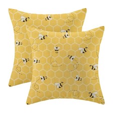 Outdoor Pillow Covers 18x18 Set of 2, Bee Kind Decorative Summer Throw Pillow...