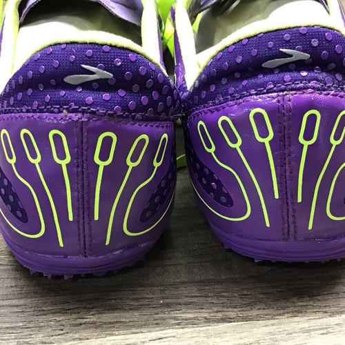 BROOKS Wire 3 Track Shoes Women's 10.5 with Spikes Purple Yellow 1000221D575. G1 - Picture 14 of 16