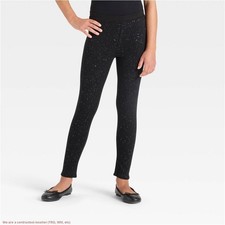 Girls' Cozy Leggings - Cat  Jack Black Sparkle M Slim SEE DEAL  