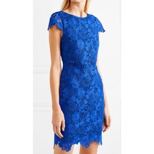 Alice + Olivia Clover Guipure Royal Blue Lace Shift Dress Wedding Guest Cocktail