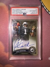 Cam Newton POP 2 PSA 10 2011 Topps Chrome BoS On card AUTO ROOKIE RC PANTHERS. rookie card picture