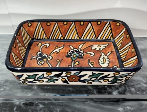 Jerusalem Pottery Trinket Jewelry Dish Tray "Old City" Signed Maker’s Stamp