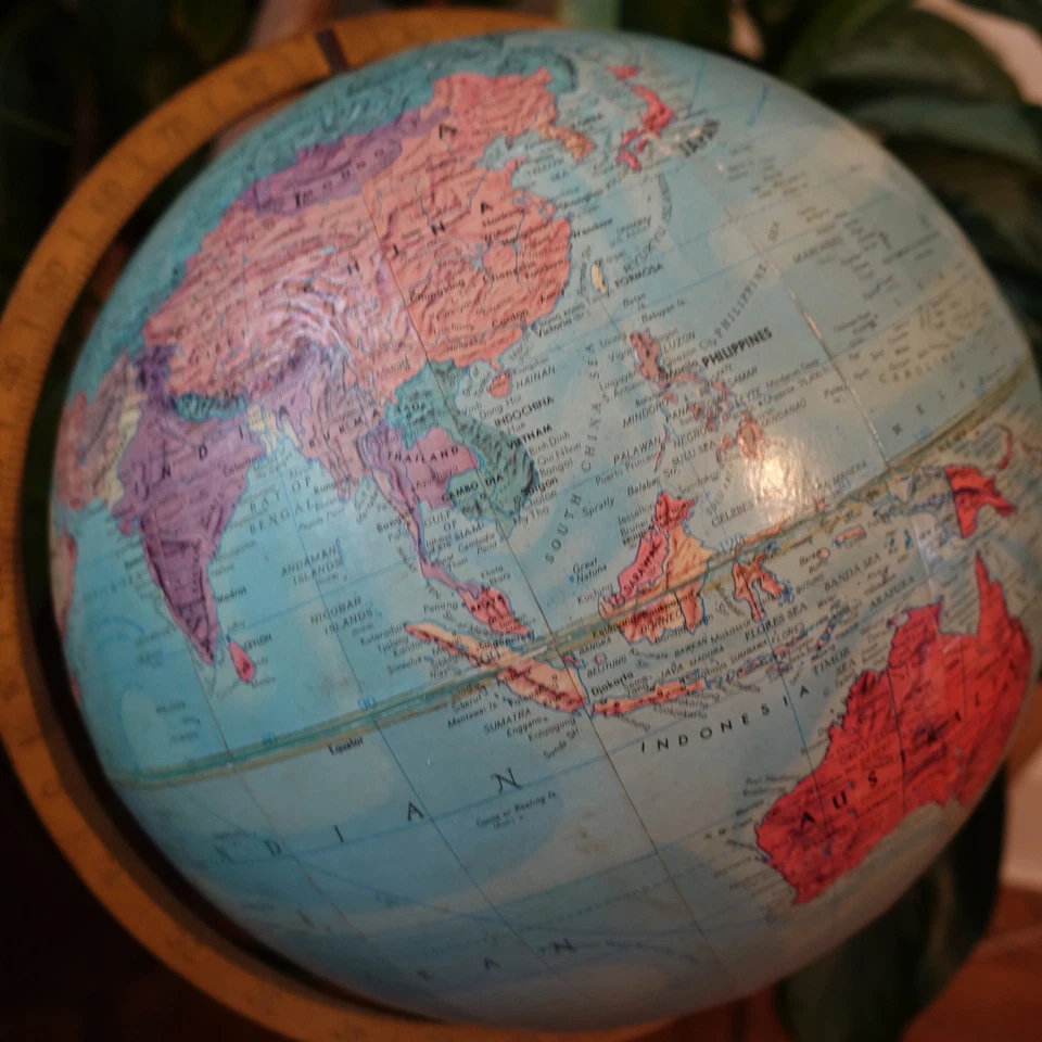 Antigo MCM Replogle Globo de Chão Suporte de Madeira Meados do Século Era Eames Dinamarquês Moderno - Imagem 4 de 4