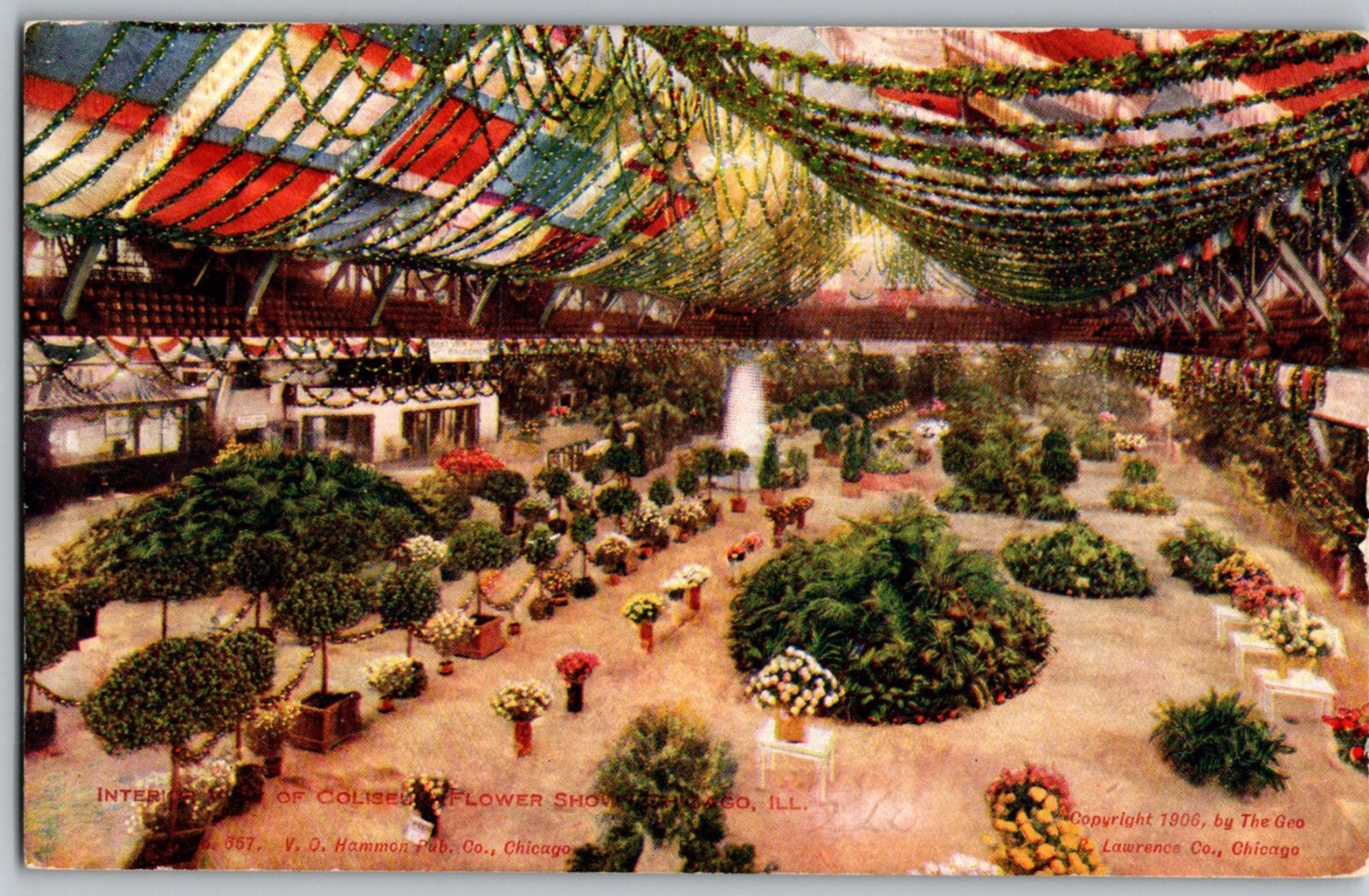 IL Chicago 1906 Coliseum Flower Show Interior Unposted V.O. Hammon Postcard