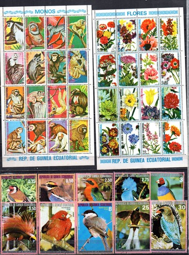 EQUATORIAL GUINEA. COLLECTION BUILDER OF 225 ALL DIFFERENT. BIRDS, SPORTS, ETC