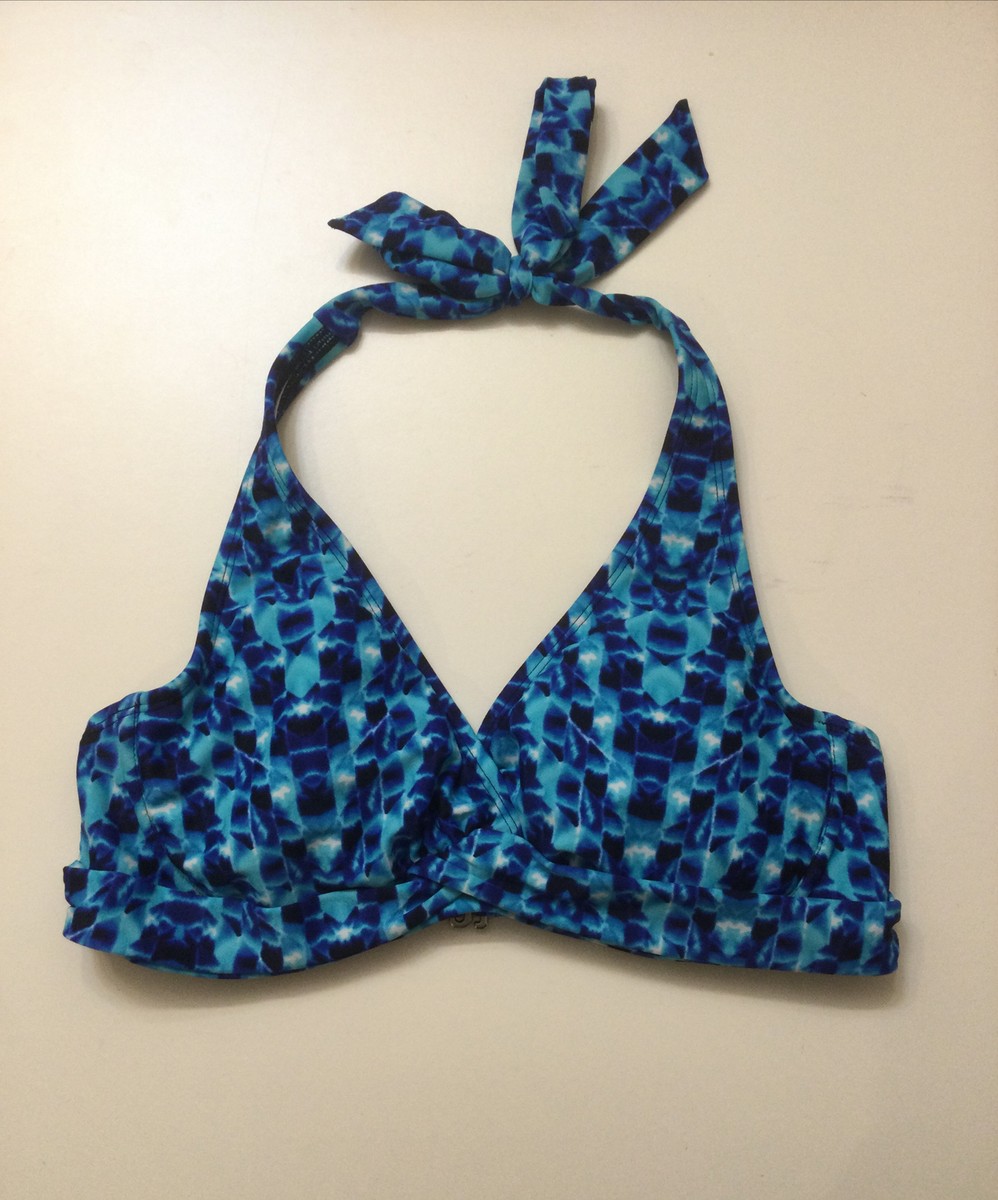 Athleta Swimwear Bra Bikini Top 34 B/ C Blue Multicolor Print