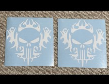2x White Vinyl Decal Punisher For Cars, Truck, Suv etc or any Flat Surface