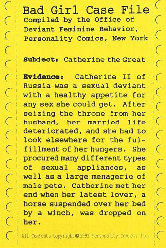 Tarjeta de choque de Catherine The Great, Bad Girls 1992 - Imagen 2 de 2
