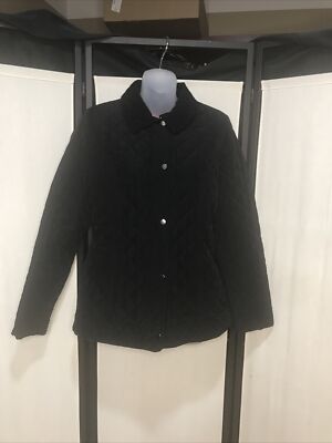 Espirit Black Quilted Fitted Waist Womens Jacket Fleece Lined Size S