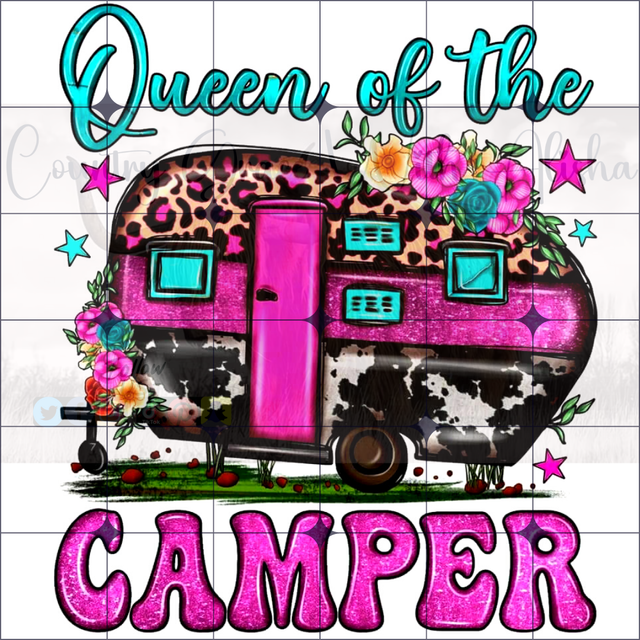 Sublimation Print Queen Of The Camper Ready to Press Heat Transfer Sublimation Print Queen Of The Camper Ready to Press Heat Transfer