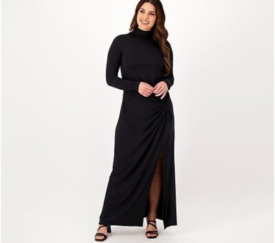 Studio Park x Shawn Killinger Regular Knit Mock-Neck Maxi Dress-Black-3X A520764