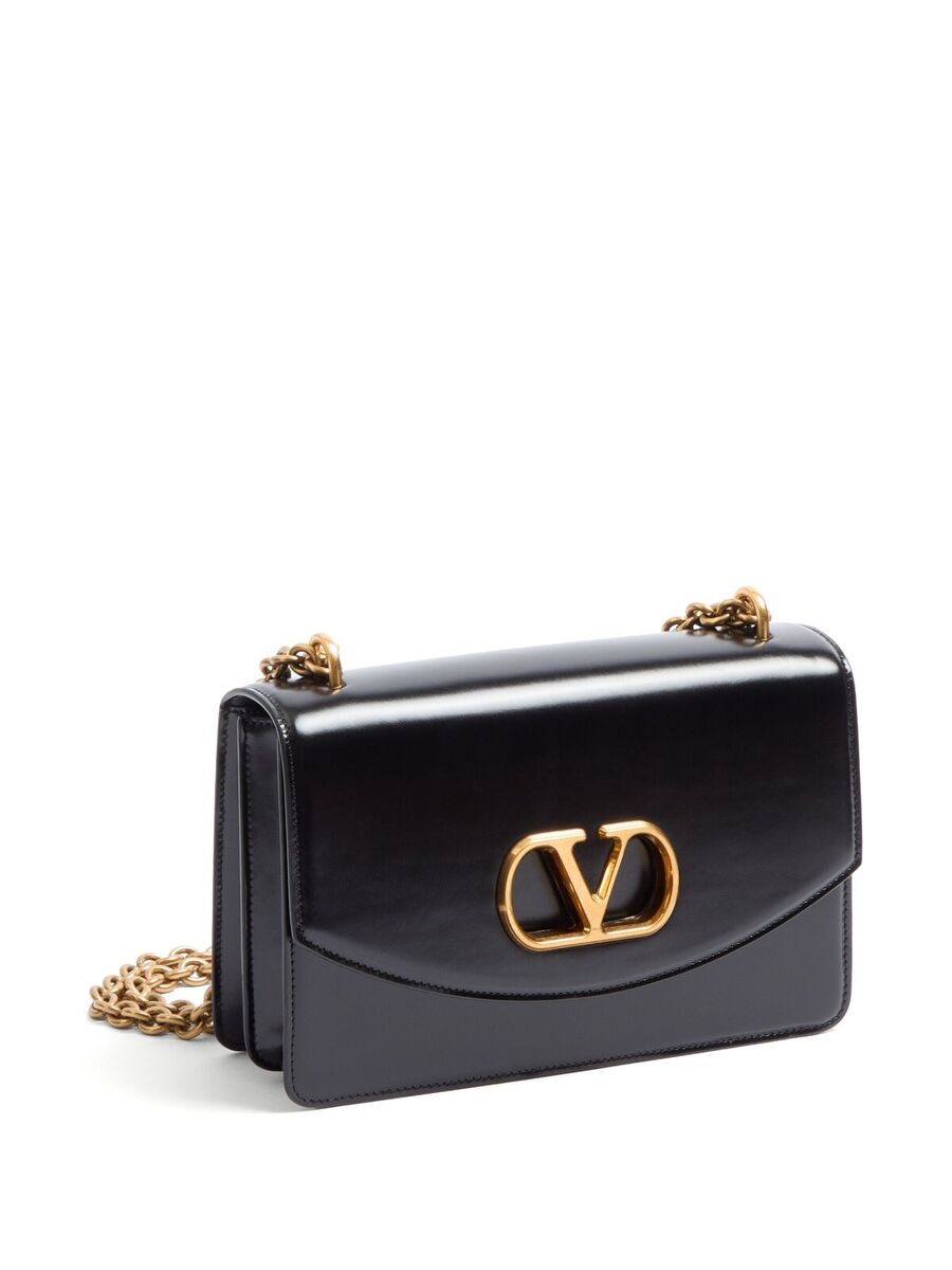 VALENTINO GARAVANI Vain $4490 Black Shiny Leather Shoulder VALENTINO GARAVANI Vain $4490 Black Shiny Leather Shoulder