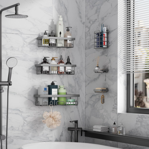 Veken Rustproof&Waterproof Shower Caddy 6-Pack,Heavy Weight Bearing,Large Wall M - Picture 4 of 12