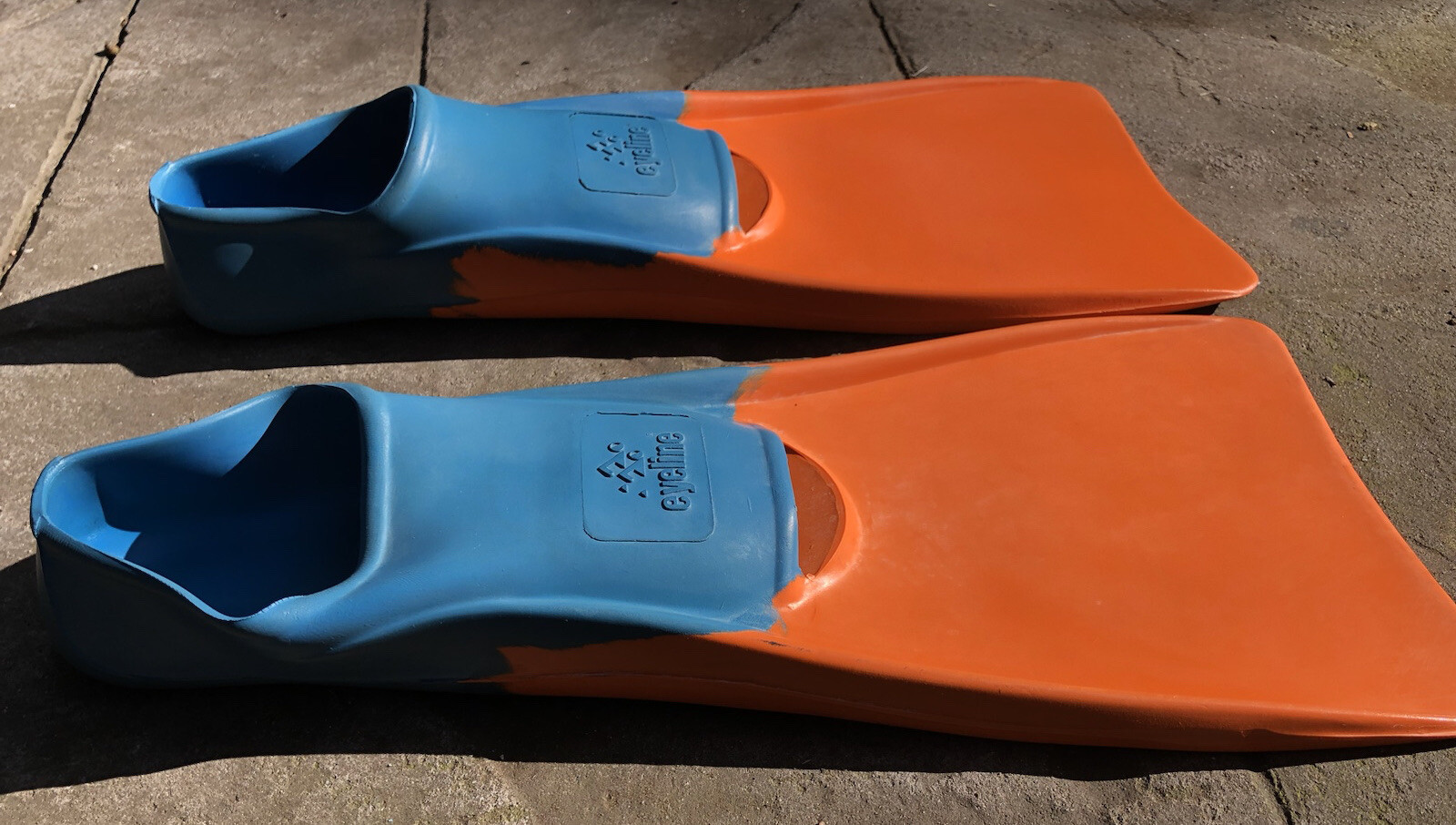 EYELINE Swim Fins Long Blade Flippers Orange/Blue Size AU 79 US 911