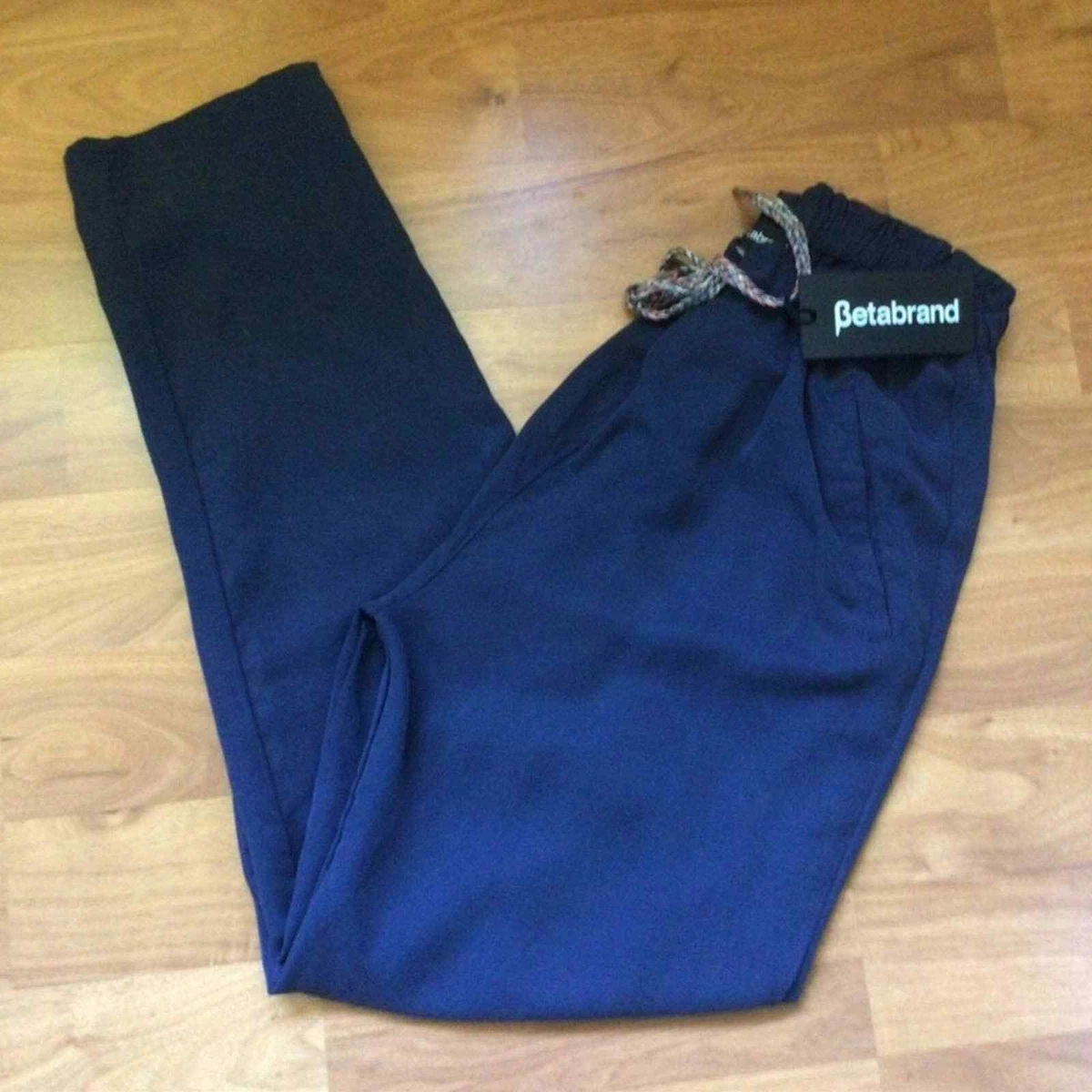 Beta brand Work From Home Navy Blue Tercel Drawstring Pants L 12