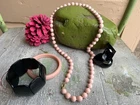 80's Vintage Costume Jewelry Lot Set MOD Faux Pearl Halloween Costume Crafting