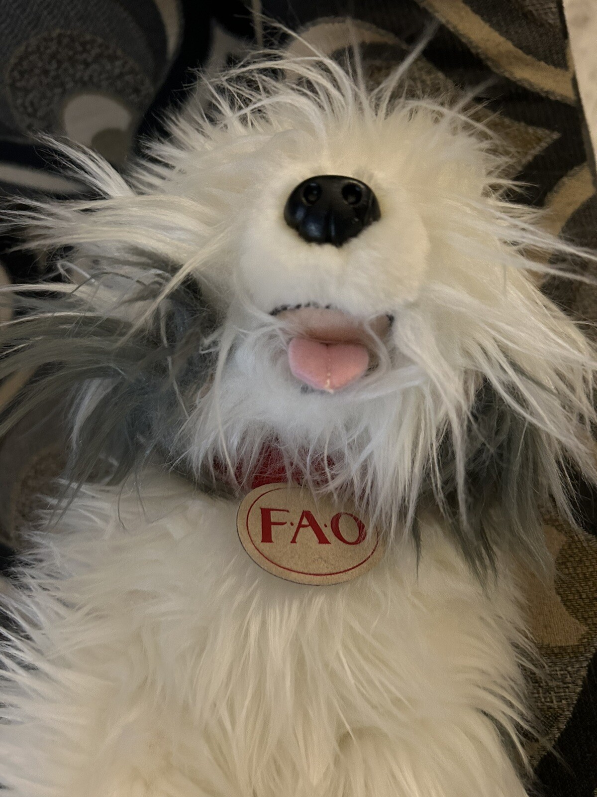 FAO Schwarz Old English Sheep Dog Plush 16" Long Realistic Stuffed