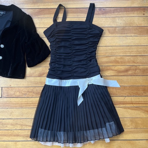 BCX Girl Black Ruffle Girls Dress W/ Coat Party Formal Size 16 - Picture 2 of 20