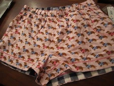 Jane & Bleecker Flannel DACHSHUND Pink Boxer Pajama Bottom Shorts XL NWT