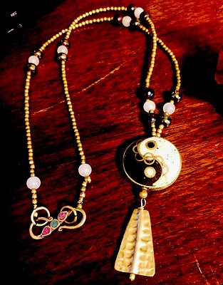Yin Yang peace Stone unique Beautiful Solid Brass Necklace Dezigns By Zetroc
