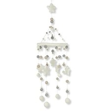 Wool Stars Nursery Mobile for Baby's Room Decoration, Unisex White Grey Taupe