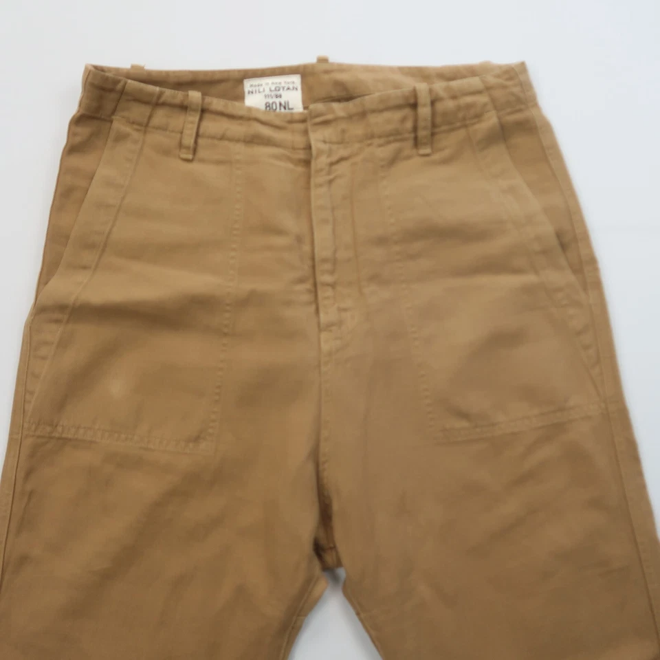 Pantalones holgados Nili Lotan Luna mezcla de lino talla 6 marrón tostado entrepierna caída Foto 3 de 4