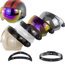 3-Snap Windshield Motorcycle Helmet Flip Up Visor Shield Lens Half Open Face