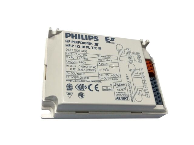 2 X Philips Hf P1 218 Pl T C Iii Hf Electronic Ballast Runs 1 Or 2 X 18w Pl C T Ebay