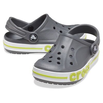 CROCS Clogs 'Kids' Bayaband Clog' - Slate Grey/Lime Punch - J 3 (EUR 34-35)