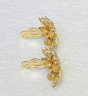 1960's Brushed Gold Tone Floral 2 Tier Petal Crystal Rhinestone Clip On Earrings — photo 5
