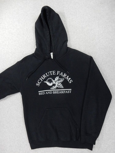 Schrute Farms Bed and Breakfast THE OFFICE Hoodie Sweatshirt (Men's Small) Black