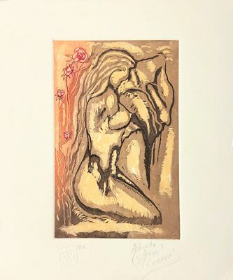 EL CUERVO Alberto Bustillos Mexican artist original hand signed engraving print