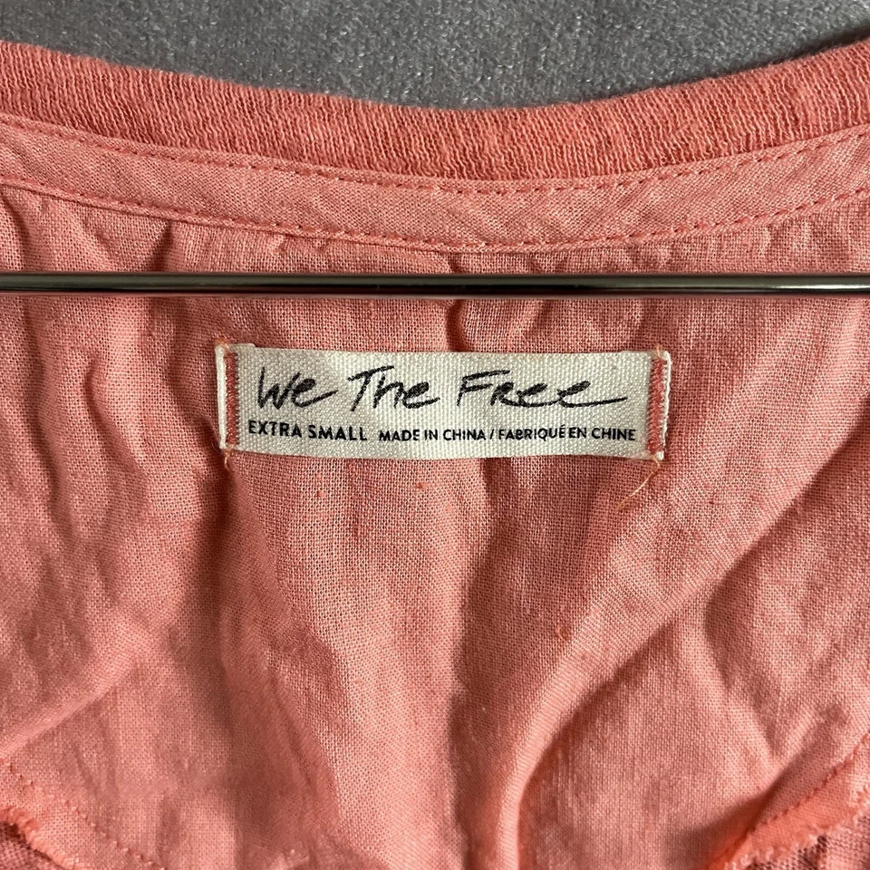 Camiseta sin mangas We The Free People Vacay Pixie lino naranja 1/4 botón talla XS Foto 4 de 4