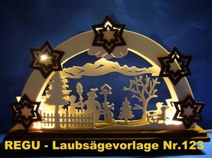 Laubsägevorlage Schwibbogen Waldblick 60cm