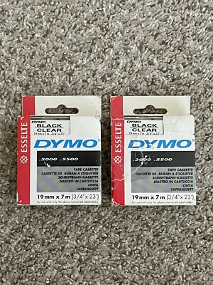 *NEW* Dymo D1 Label Printer Tape 3/4 x 23 Black on Clear 45803 Lot of 2 HOT 
