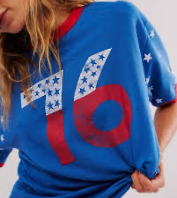 RAGABOND x Free People Lost & Found Ringer Tee Women's Small Red White Blue 76