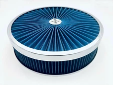 14" x 3" Air Cleaner Set Super Flow Washable Blue Extraflow Chevy Ford Mopar