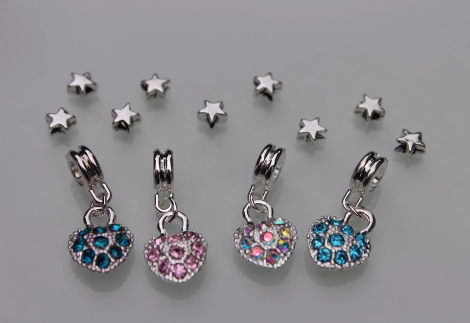 Colgante De Corazón De Circonita Charm Con Cadena Portadora Dangle Selección - Imagen 3 de 4