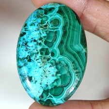 Malachite Chrysocolle en cabochon oval de 71,22Cts
