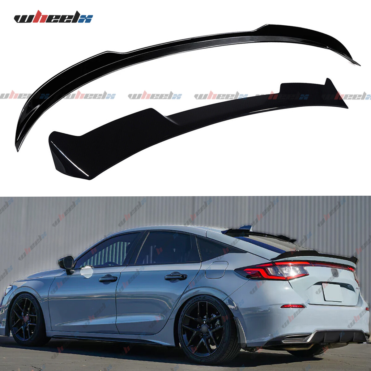 FOR 22-25 CIVIC HATCHBACK FL2 FL5 V2 STYLE TRUNK SPOILER LIP + REAR ROOF SPOILER