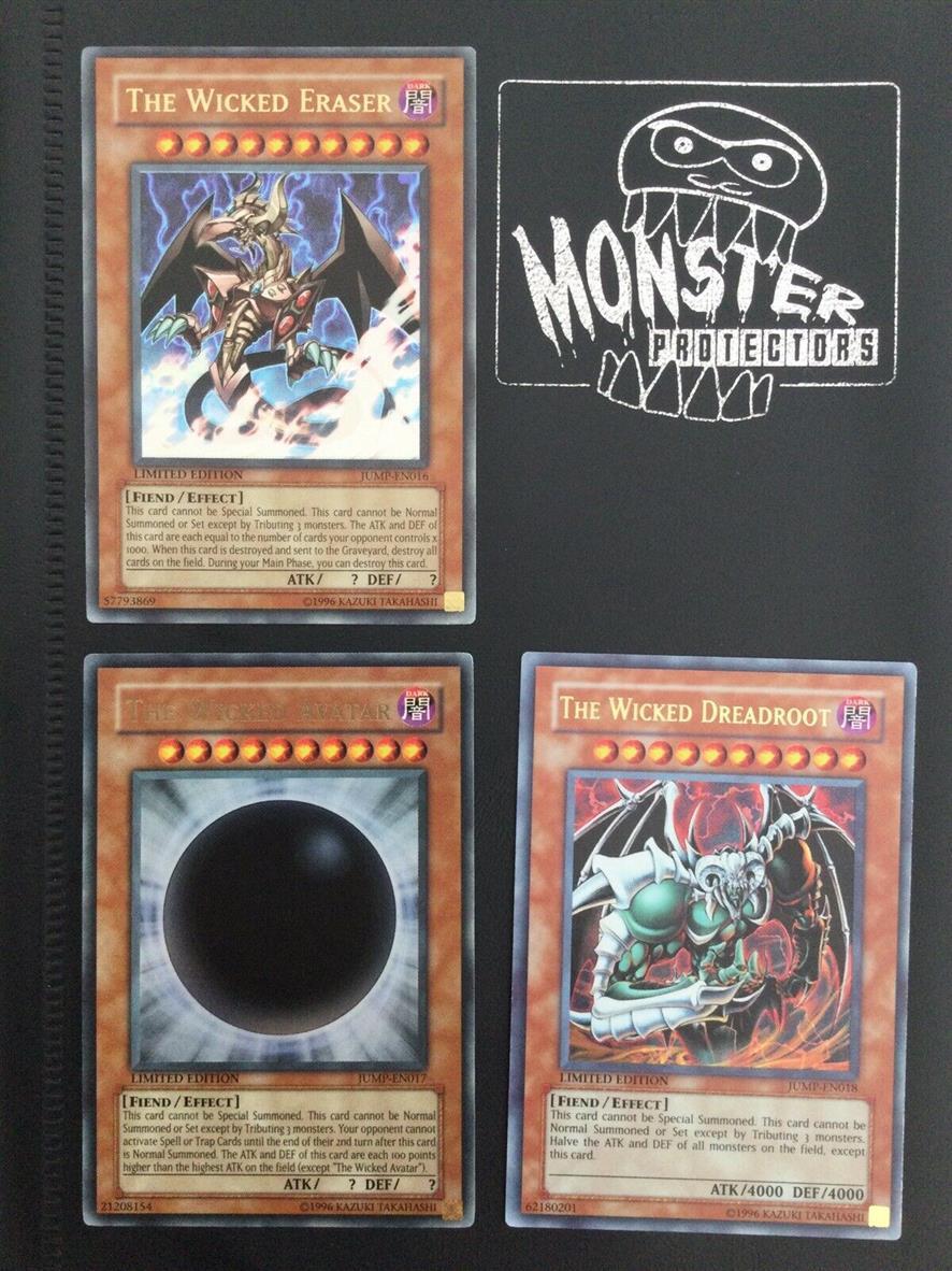 All Yugioh Cards Yu-Gi-Oh! Wicked Gods Set - The Wicked Eraser, Dreadroot & Avatar - Rare Cards, Near Mint Near Mint Condition Cards All Yugioh Cards Yu-Gi-Oh! Wicked Gods Set - The Wicked Eraser, Dreadroot & Avatar - Rare Cards, Near Mint Near Mint Condition Cards