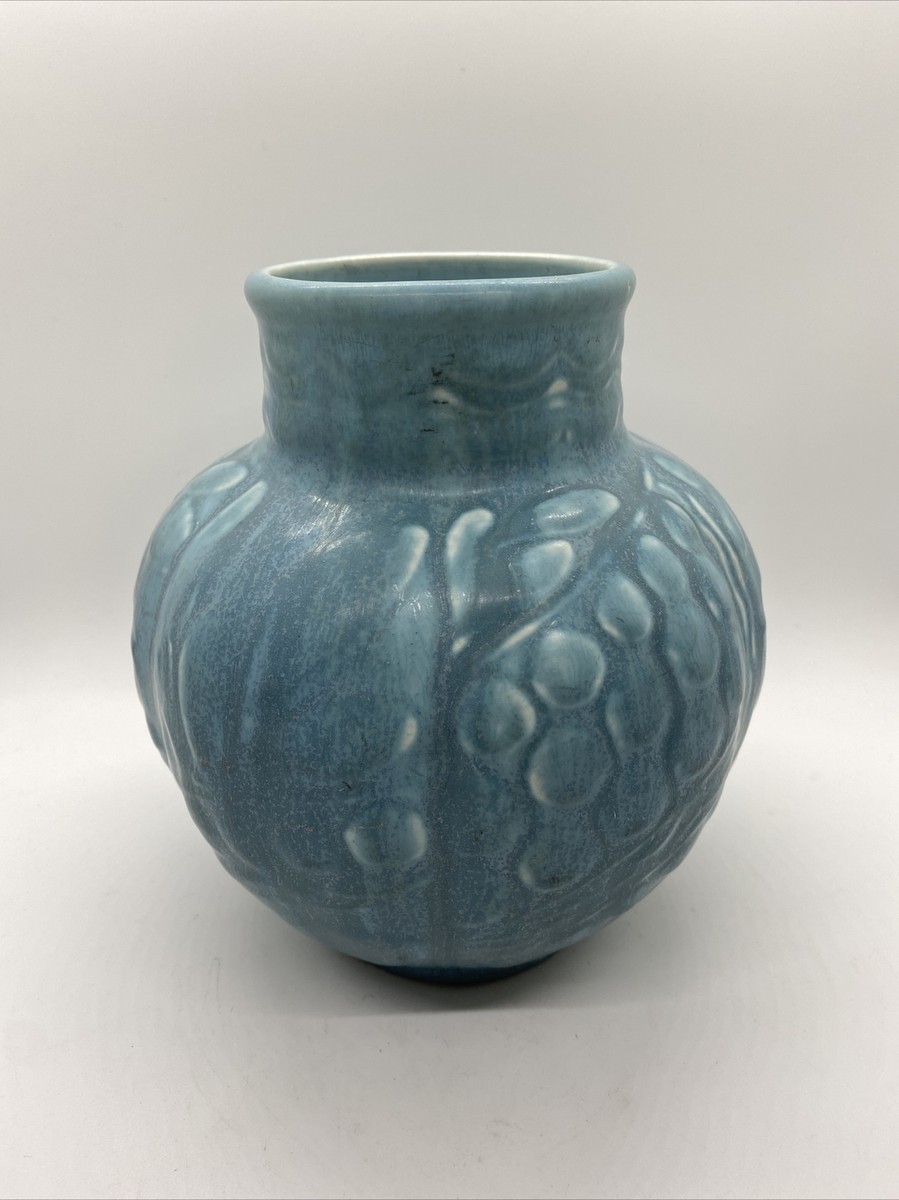 Vintage Rookwood Pottery 1946 Vase Modern Stylized Floral Blue | eBay